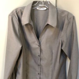 Calvin Klein Button Down Gray Non Iron L collar